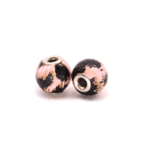 Perla ciambella similpelle macchiata (2 pezzi) 14 mm - Rosa